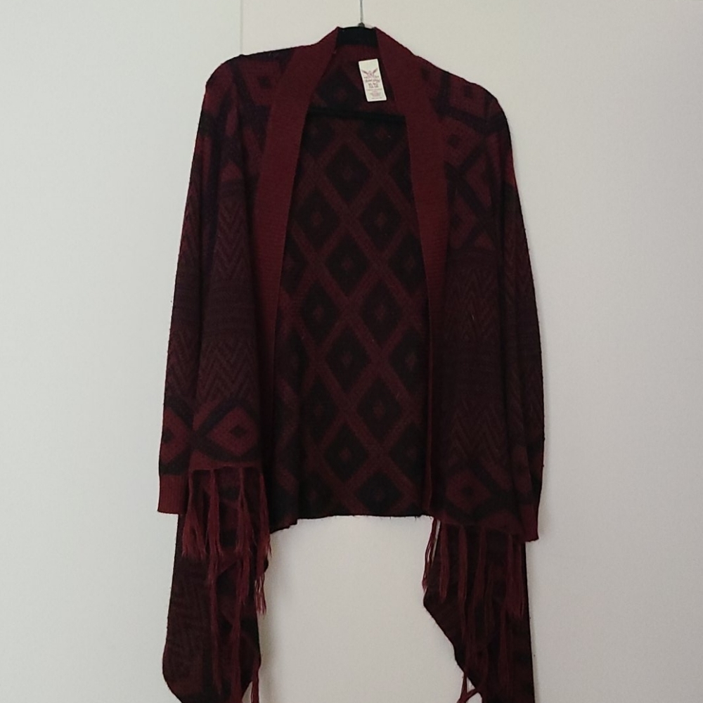 Wine and Black Cardigan